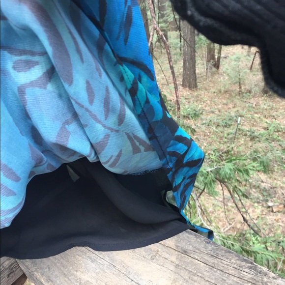 I .Madeline turquoise tropical print shades of the blue shift flowy halter dress - Picture 8 of 15